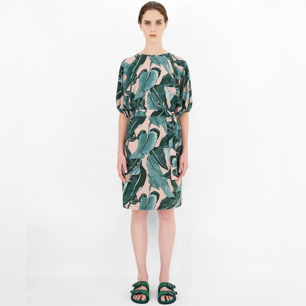 Silk crepe de chine dress printed